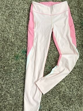 Outdoor Voices Pink and Light Pink Colorblock Kids Leggings